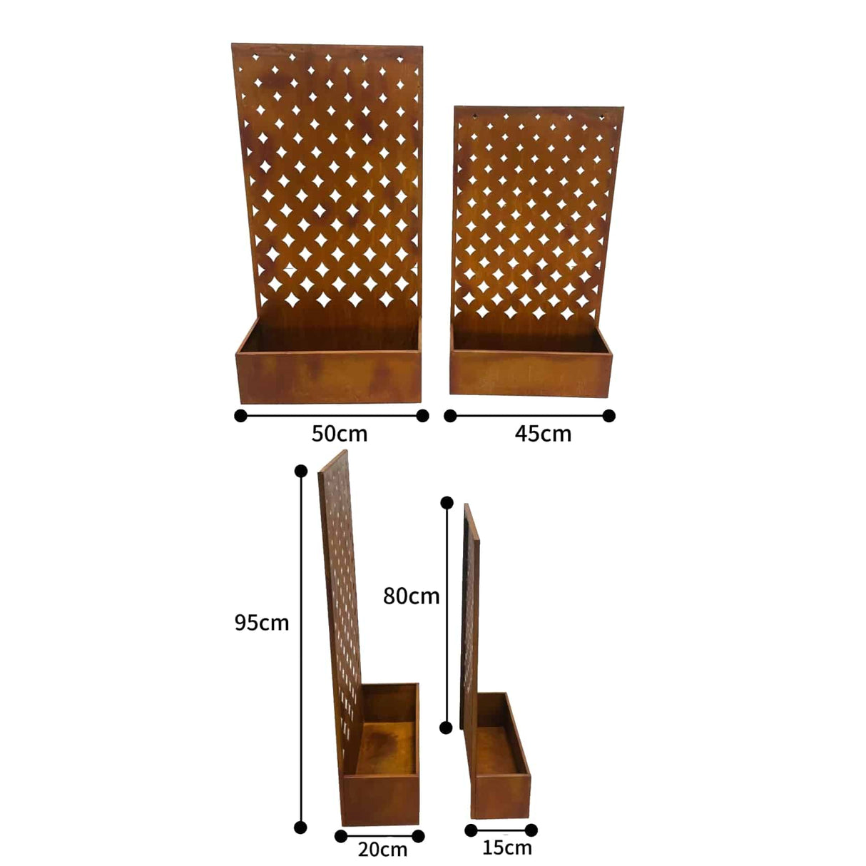 Set 2 Nested Floor/Wall 'Symmetric' Planters 95cm, 80cm