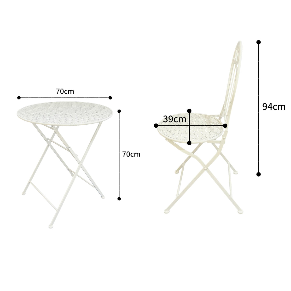 Riviera Round Table + 2 Chairs Set 94cm