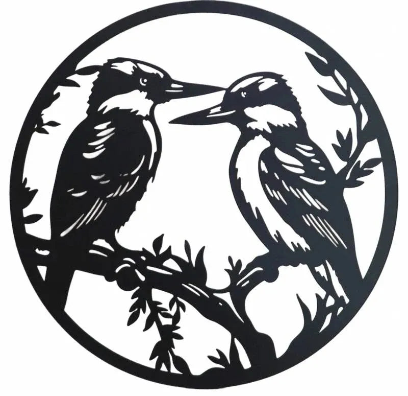 Round Happy Kookaburra Metal Wall Art 40cm