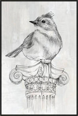 Bird on Column Framed Canvas 90cm