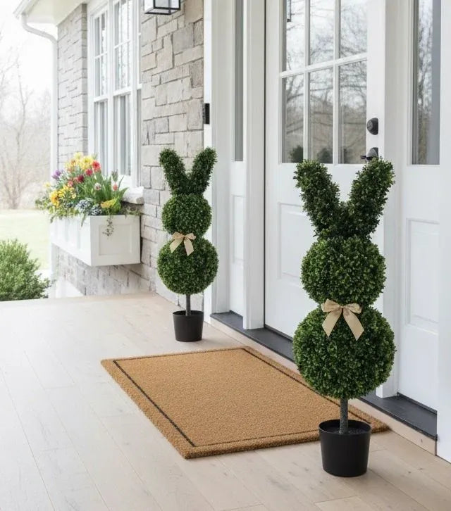 Set 2 Artificial Bunny Rabbit Topiary Tree 100cm