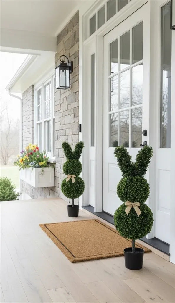 Set 2 Artificial Bunny Rabbit Topiary Tree 100cm