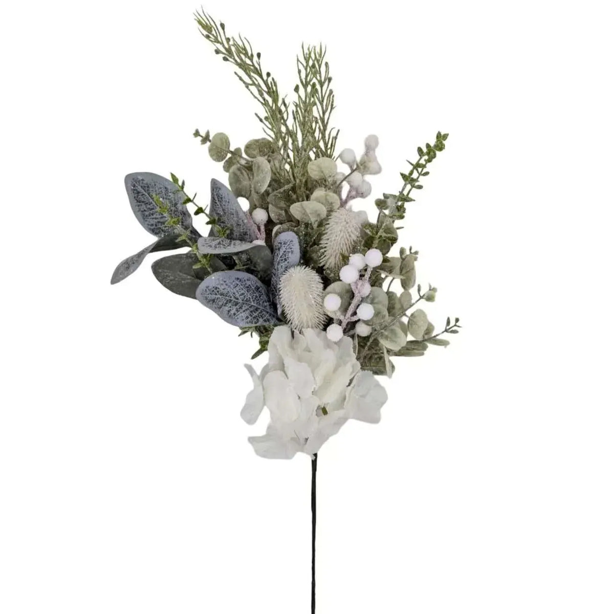 Xmas White Hydrangea & Berry Spray 62cm