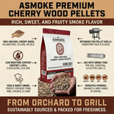ASMOKE 100% Natural Cherry Wood BBQ Smoker Pellets (9kg / 20lbs)