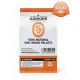 ASMOKE 100% Natural Premium Oak Wood BBQ Pellets for Smoker & Grill (9kg / 20lbs)