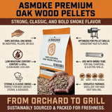 ASMOKE 100% Natural Premium Oak Wood BBQ Pellets for Smoker & Grill (9kg / 20lbs)