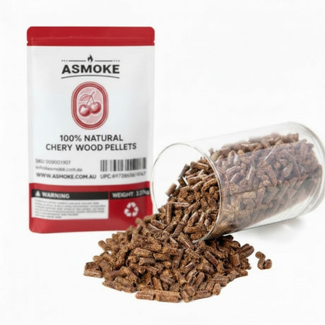 ASMOKE 19kg (40lbs) Premium Cherry Wood BBQ Smoker Pellets Bulk Bundle (8 x 2.27kg Bags)