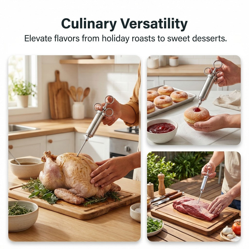 ASMOKE Stainless Steel Meat Injector Syringe Kit