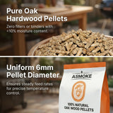 ASMOKE 100% Natural Premium Oak Wood BBQ Pellets for Smoker & Grill (9kg / 20lbs) x2