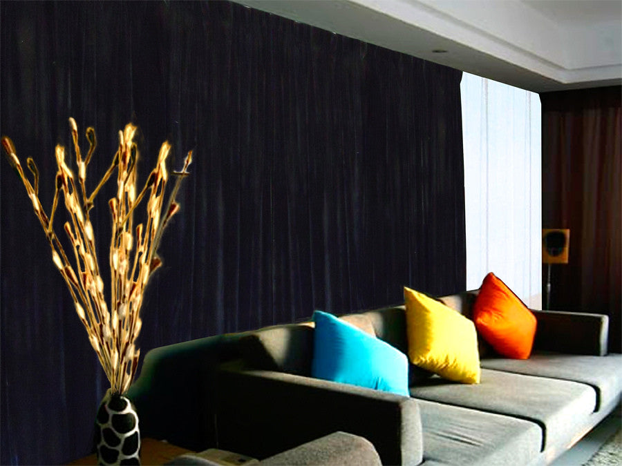Large Velvet Curtains Black 600x230cm with 4m blockout+30 Hook, Pinch Pleat
