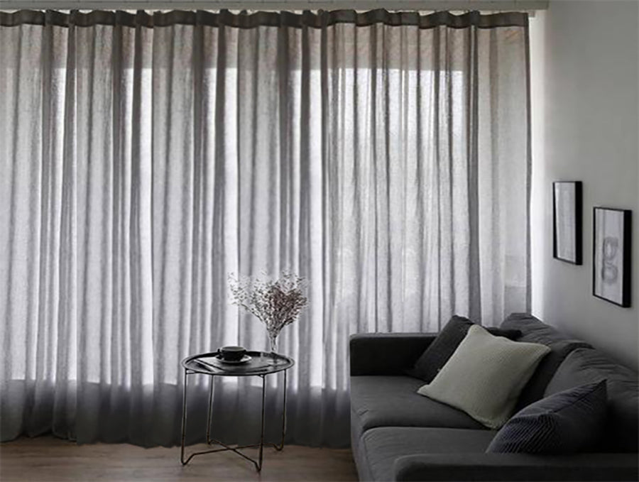 Sheer Voile Curtains 548cm wide 230cm Drop+30 Hooks Pinch Pleat New, Black