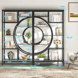 NNETMLT 8-Tier 71-Inch Industrial Geometric Bookcase with Metal Frame