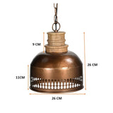 COPPER CUT-OUT AND WOOD LAMPSHADE