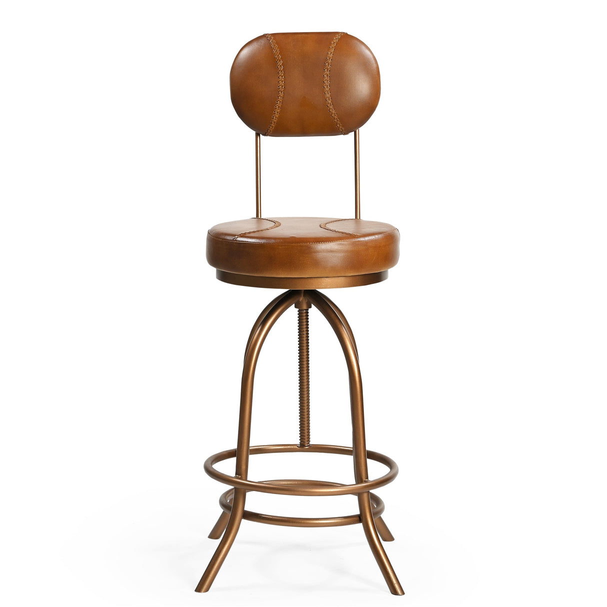 INDUSTRIAL WIND UP BAR CHAIR WITH LEATHER