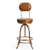 INDUSTRIAL WIND UP BAR CHAIR WITH LEATHER
