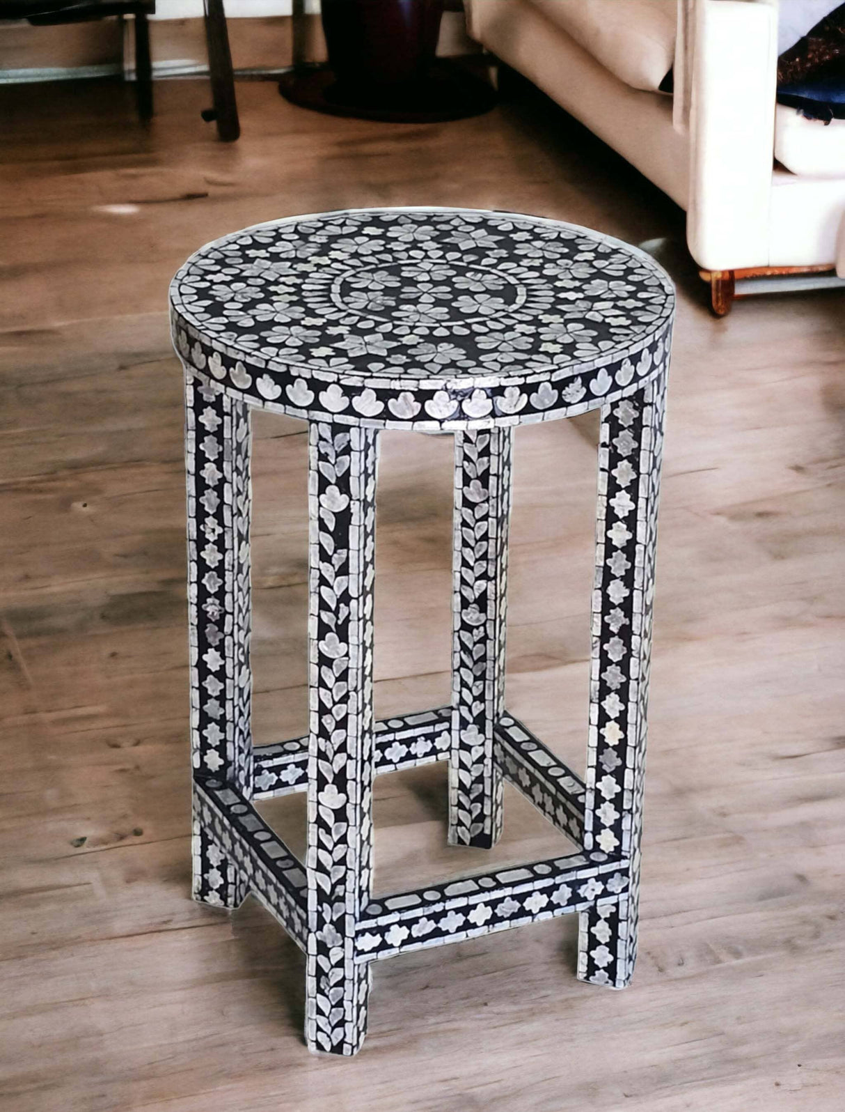Monochrome Splendour Mother of Pearl Side Table
