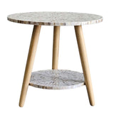 Mosaic Harmony Cream Mother of Pearl Two-Tiered Side Tables