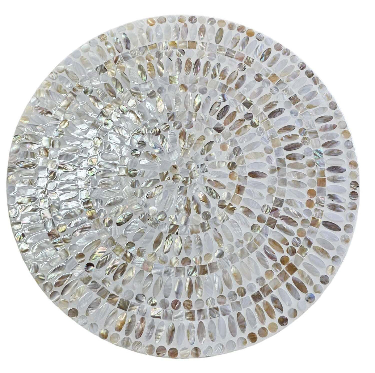 Mosaic Harmony Cream Mother of Pearl Two-Tiered Side Tables