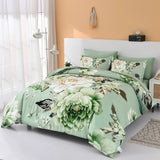 Sage Green Peony Botanica Comforter Quilted Doona Set
