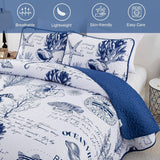 Navy Blue Coastal Aura Bedspread Coverlet 3 Piece Set