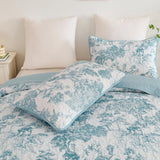 Blue Floral Botanical Serenity Bedspread Coverlet 3 Piece Set