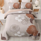 Brown Floral Vista Bedspread Coverlet 3 Piece Set