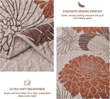 Brown Floral Vista Bedspread Coverlet 3 Piece Set