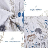 Blue Floral Botanical Charm Bedspread Coverlet 3 Piece Set