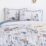 Blue Floral Botanical Charm Bedspread Coverlet 3 Piece Set