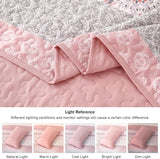 Pink Floral Stripe Bloom Bedspread Coverlet 3 Piece Set