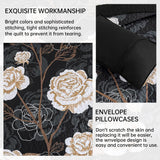 Black Floral Majesty Bedspread Coverlet 3 Piece Set