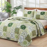 Sage Green Plaid Patchwork Garden Bedspread Coverlet 3 Piece Set