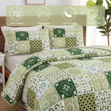 Sage Green Plaid Patchwork Garden Bedspread Coverlet 3 Piece Set