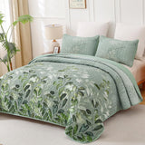 Green Floral Elysian Bedspread Coverlet 3 Piece Set