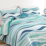 Elegant Coastal Sea Wave Meadow Bedspread Coverlet 3 Piece Set