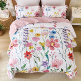 Pink Floral Haven Bedspread Coverlet 3 Piece Set