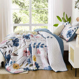 Blue Floral Serenity Bedspread Coverlet 3 Piece Set