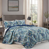 Navy Paisley Boho Dream Bedspread Coverlet 3 Piece Set