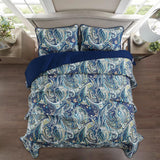 Navy Paisley Boho Dream Bedspread Coverlet 3 Piece Set