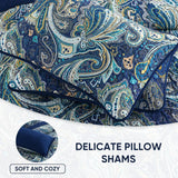 Navy Paisley Boho Dream Bedspread Coverlet 3 Piece Set