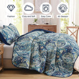 Navy Paisley Boho Dream Bedspread Coverlet 3 Piece Set