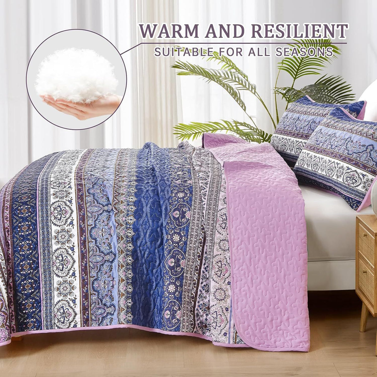Purple Boho Haven Bedspread Coverlet 3 Piece Set