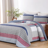 Red Patchwork Boho Mosaic Bedspread Coverlet 3 Piece Set