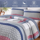 Red Patchwork Boho Mosaic Bedspread Coverlet 3 Piece Set
