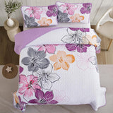 Purple Floral Boho Elysian Bedspread Coverlet 3 Piece Set
