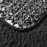 Black Damask Boho Serenity Bedspread Coverlet 3 Piece Set