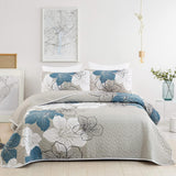 Blue Floral Boho Dream Bedspread Coverlet 3 Piece Set