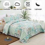 Green Coastal Haven Bedspread Coverlet 3 Piece Set