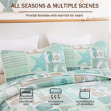 Green Coastal Haven Bedspread Coverlet 3 Piece Set