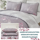Pink Floral Grove Bedspread Coverlet 3 Piece Set